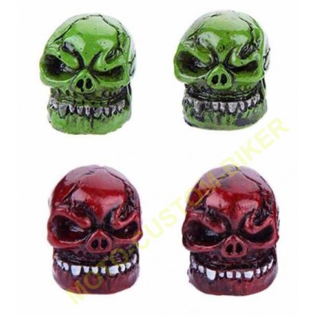 Bouchons de valves moto crazy skull vert