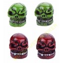 Bouchons de valves moto crazy skull vert, rouge