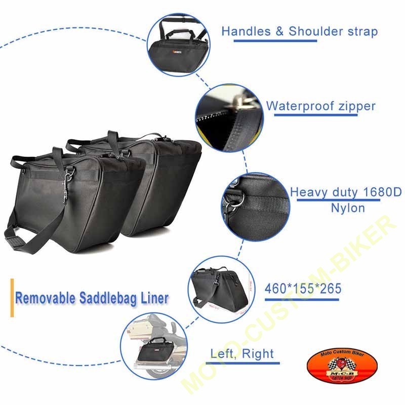 Bagage moto, interieurs de sacoches pour valises en rigide ou