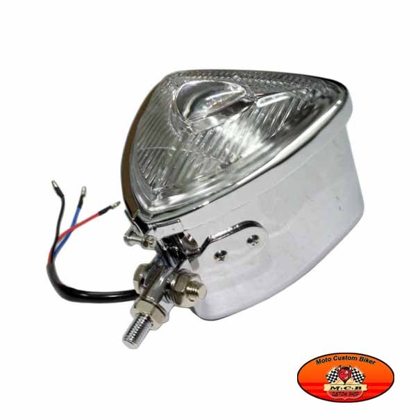 Qiilu Phare Avant de Moto, Phares avant lentille Ronde rétro modifiée Jaune Lampe Feux de Projecteur Moto Universel Compatible avec CG125 GN125