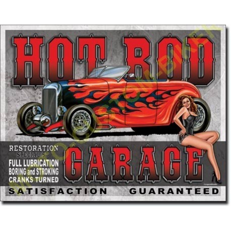 Plaque metal decorative hot rod garage