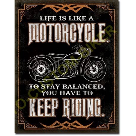 Plaque metal decorative life is life motorcycle