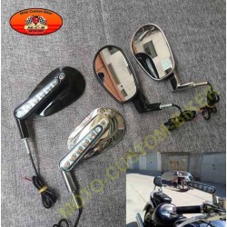 Rétroviseurs moto stem avec clignotants intégrés, noir ou chrome