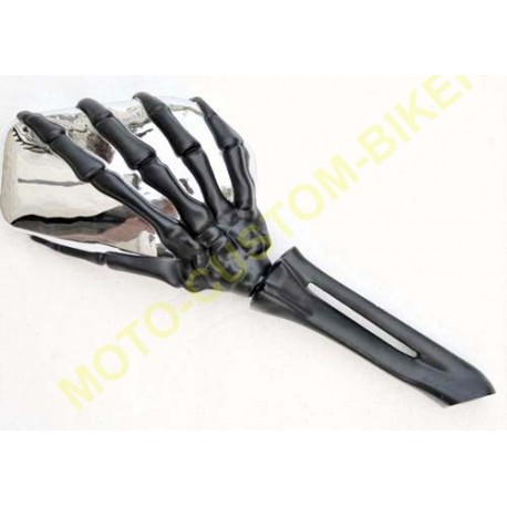 Rétriviseurs mains squelettes noir et chrome pour accessoires moto