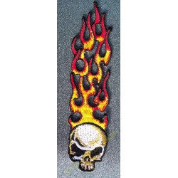 Patch, écusson long flaming skull