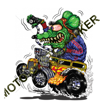 T shirt biker green monster yellow rod