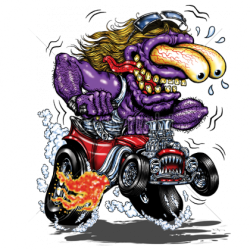 T shirt biker purple monster red hot rod