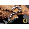 Bracelet biker totem skulls silver