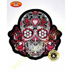 Patch, écusson sugar skull rose grand model