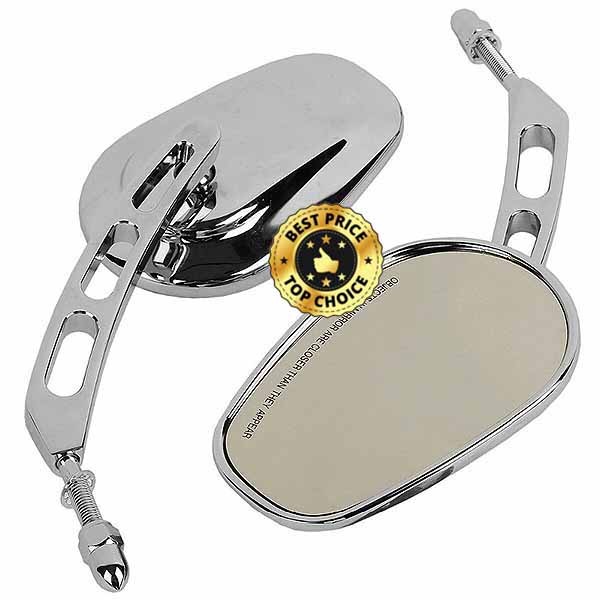 2 Rétroviseurs Moto Ronds - Filetage M8 8mm - Pour Harley Davidson Softail, Sportster, Street Glide - Noir/Chrome